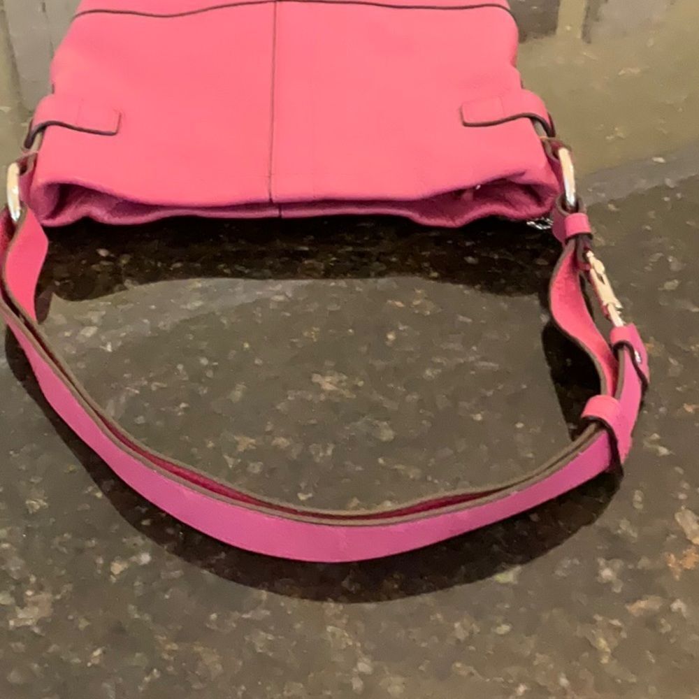 EUC *Coach* Fuscia Magenta BARBIE Pink Leather Handbag - Picture 7 of 12